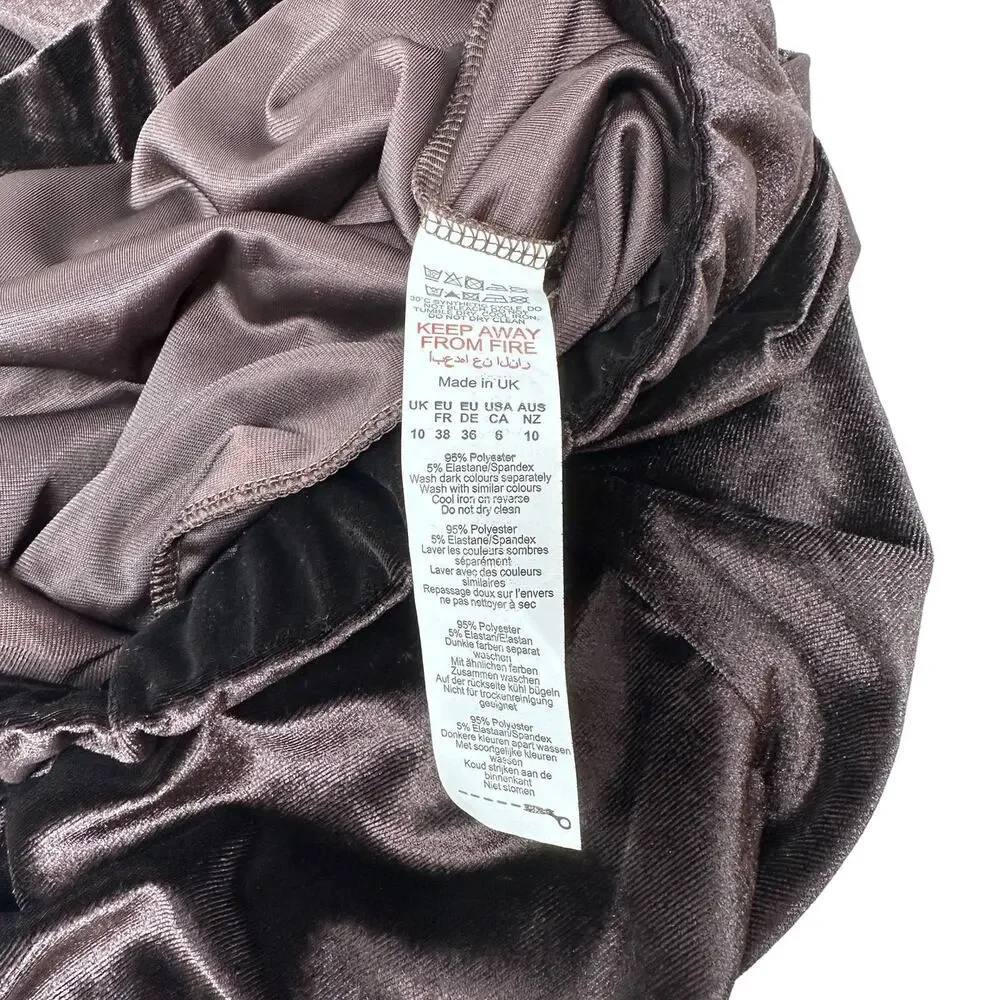 NWT Nasty Gal Velour Wide leg trouser size 6  Chocolate Brown - Picture 6 of 7